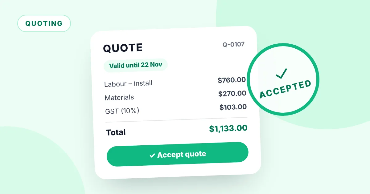 Illustration of a professional quote with an accepted stamp and an accept button